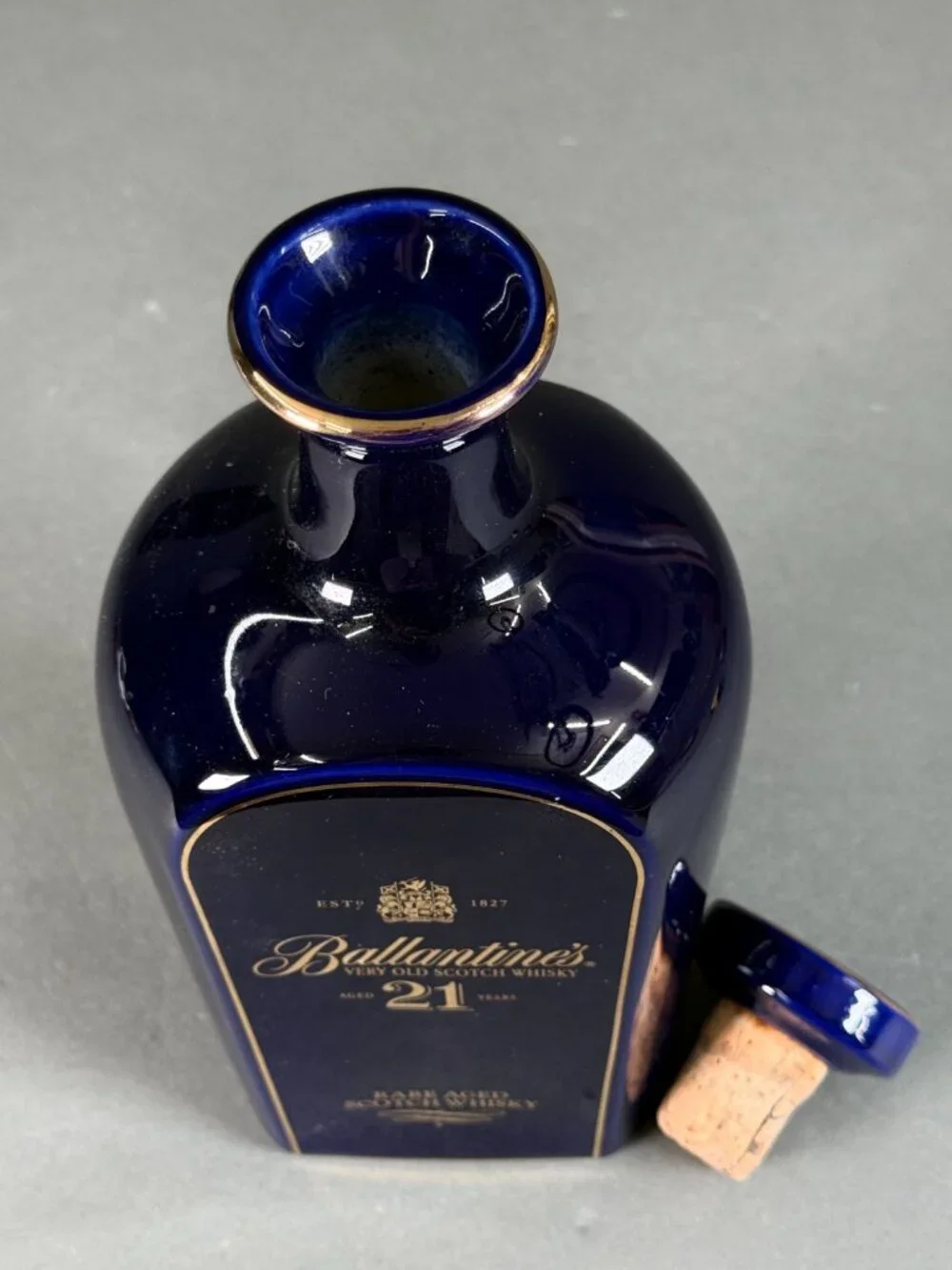 Rare Ballantine's 21 Year Old Empty Blue Wade Porcelain Whisky Decanter 70cl